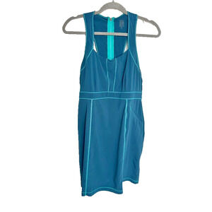 Title Nine Blue Green Athletic Outdoor Zip Pockets Tank Dress Size 8 Golf Tennis